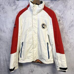 Napapijri Geographic Expedition Team Jacket Winter Coat Parka Mens Large White